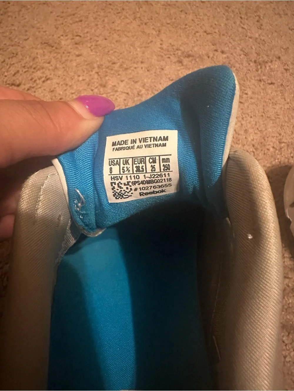 Reebok Gray Sneakers with Blue Lining